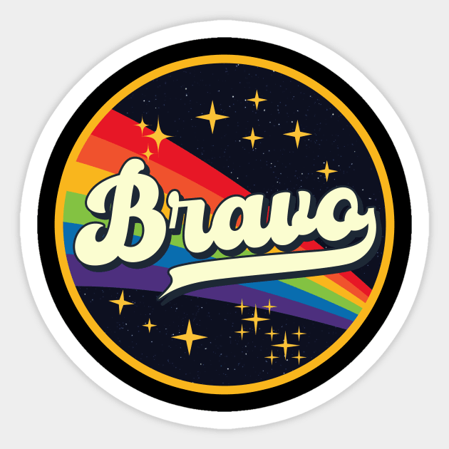 Bravo // Rainbow In Space Vintage Style Sticker by LMW Art